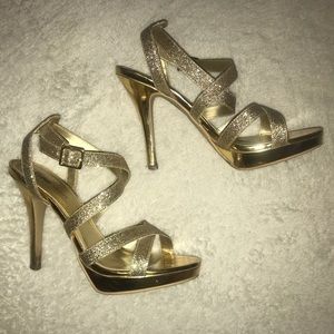Fioni Night gold glitter heels